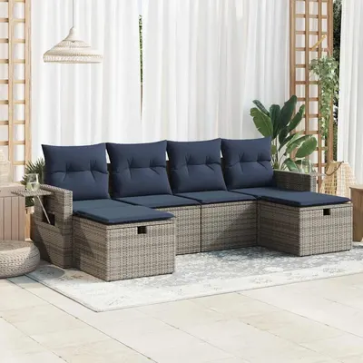 Gossi set mobilier gradina cu perne, 6 piese, gri, poliratan