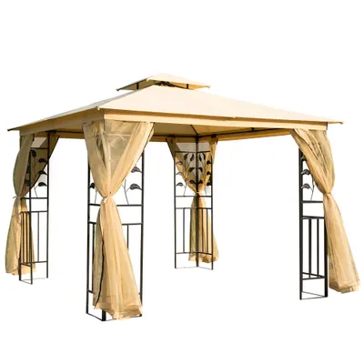 Pavilion de gradina de lux Outsunny 3x3 m, galben | Aosom Romania