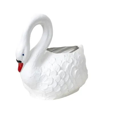 Ghiveci Model Lebada, Plastic, Lungime 53 cm, Alb