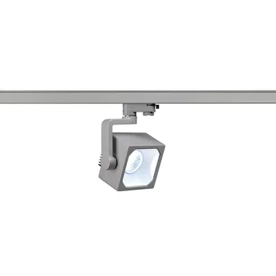 Iluminat decorativ pe sina, EURO Senile CUBE, la fata locului gri pentru 240V track 3 faze, LED, 4000K, gri-argintiu, 60 °, inclusiv. adaptor 3 faze