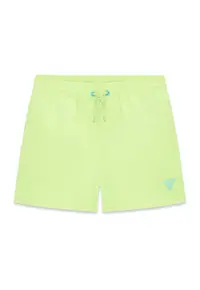 Pantaloni scurti de baie cu snur si logo brodat - Verde lime