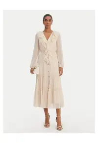 Rochie de zi - poliester - roz - cu nasturi