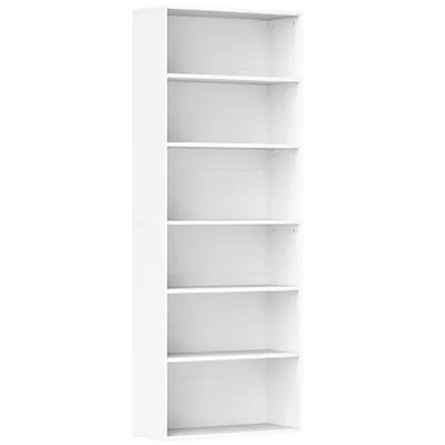 HOMCOM Bibliotecă raft de depozitare 6 niveluri cu polițe reglabile pentru living, dormitor, birou, 60x24x158,5cm, alb | Aosom Romania