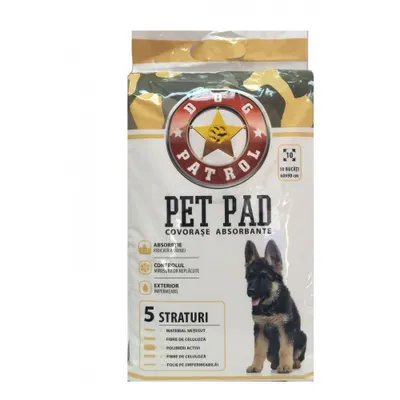 Covorase absorbante pentru caini, Dog Patrol, 60 x 90 cm, 10 bucati