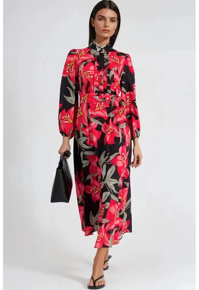 Rochie Maxi dama - Floral - Multicolor - Poliester-Bumbac-Lycra