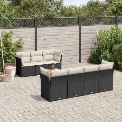 Gossi set mobilier de gradina cu perne, 8 piese, negru, poliratan