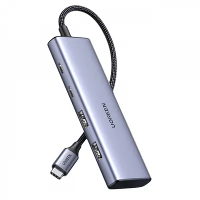 Hub Usb-C Ugreen Cm473, 2 X Usb-a 3.0 - 2 X Usb-C, 0.20cm, Gri