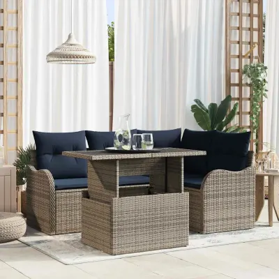 vidaXL Set dining pentru exterior 5 buc. Gri Rattan poli