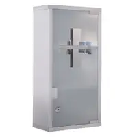 HOMCOM Dulap pentru Medicamente, Design Modern, Sticlă și Oțel, cu Ușă și 2 Chei, 48x25cm | Aosom Romania