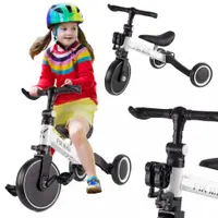 Tricicleta pentru copii Ikonka Trike Fix White cu pedale, 3 in 1, ghidon si sa reglabile, cadru din otel, roti din spuma pentru copii cu varsta cuprinsa intre 1,5 si 4 ani si 30kg