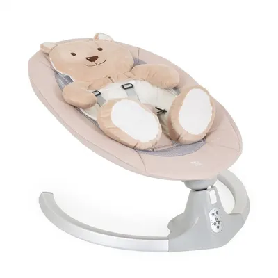 Leagan electric pentru copii Moni Ari Bear Bej cu telecomanda,conectare la priza sau baterii,5 viteze,12 melodii,pernuta reductor cu design ursulet inclusa