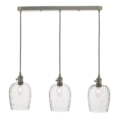 Lampa suspendata Hadano 3 Light Antique Chrome Suspension With Dimpled Glass Shades