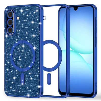 Husa MagSafe pentru Samsung Galaxy A17 4G / A17 5G, Techsuit, Luxury Glitter, Albastra Inchis