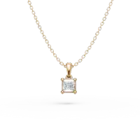 Lant cu pandantiv din aur galben cu diamant princess solitaire de 0.1ct