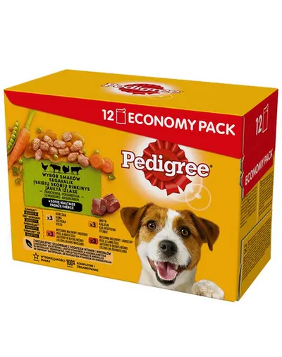 PEDIGREE Mix mancare umeda caine, vita si miel, vita si ficat, pui, curcan, in sos 12x100g