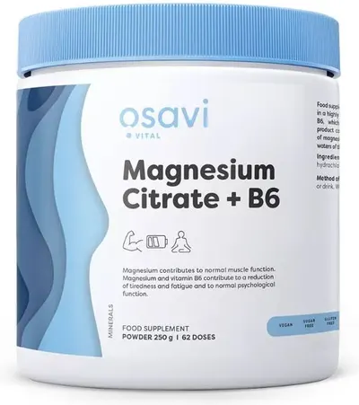 Magnesium Citrate + B6 Powder, 250 g, Osavi