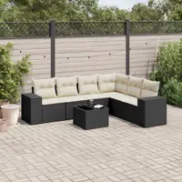 Gossi set canapele de gradina cu perne, 7 piese, negru, poliratan