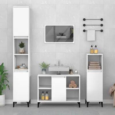 vidaXL Dulap de chiuvetă, alb, 80x33x60 cm, lemn prelucrat