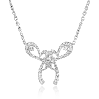 Lant cu pandantiv fundita din aur alb cu diamante de 0.71ct
