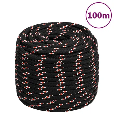 vidaXL Frânghie de barcă, negru, 16 mm, 100 m, polipropilenă