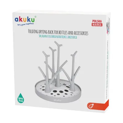 Suport universal pentru uscare biberoane si accesorii Akuku,din plastic ABS sigur,pentru toate tipurile de sticle,capacitate 8 sticle cu accesorii,tavita pentru retinerea apei