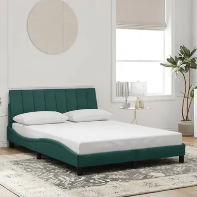 Gossi cadru de pat fara saltea, verde inchis, 140x200 cm, catifea