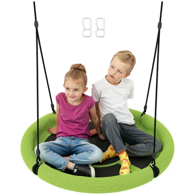 AIYAPLAY Balansoar cu nesă, Balansoar de grădină rotund, suport până la 150 kg, reglabil pe înălțime, Verde | Aosom Romania