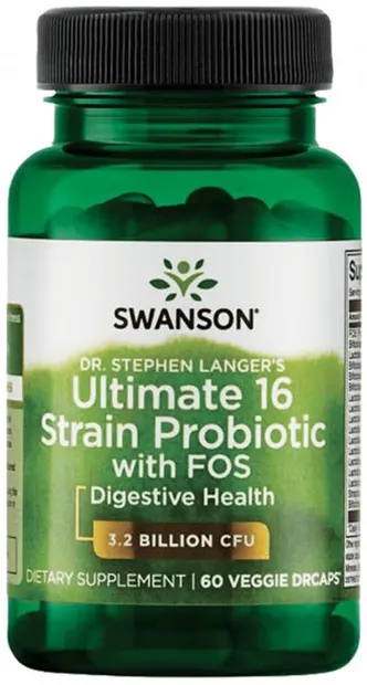 Ultimate 16 Strain Probiotic with FOS, 60 capsule, Swanson