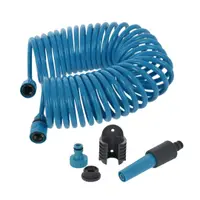 Furtun de grădină spiral ProGarden 10 m, albastru, extensibil, set cu conectori și accesorii