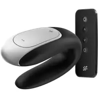 Satisfyer Double FUN vibrator pentru cuplu Black 9,2 cm