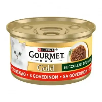Hrana umeda pentru pisici Gourmet Gold Succulent Delights cu vita 85 gr