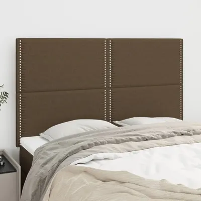 vidaXL Tăblie de pat maro închis 144x5x118/128 cm, material textil