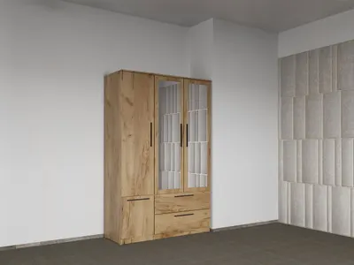 Dulap dormitor Stejar Auriu 3U cu oglinda - Madrid