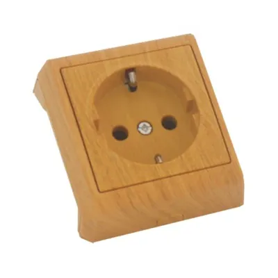 Priza aparenta 16 A - 250 VA, Schuko 2P+T fara protectie pentru copii,culoare Fag