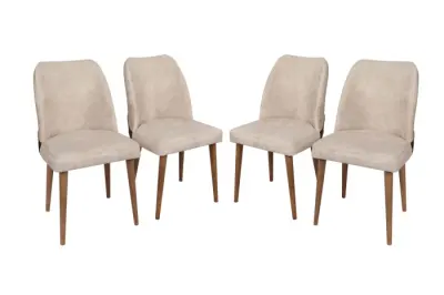 Set 4 scaune NOVA, crem + nuc, 50x49x90 cm