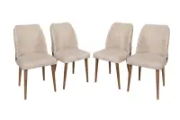 Set 4 scaune NOVA, crem + nuc, 50x49x90 cm