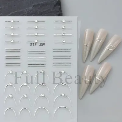 Abtibilduri unghii 3D Marquise, STICKER115, Argintiu