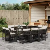 Gossi set mobilier de exterior cu perne, 11 piese, negru, poliratan