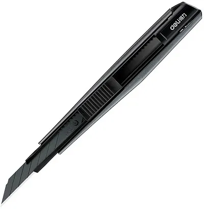 Cuțit de siguranță Deli - E2037S, 9 mm, cu lama neagra de 30°