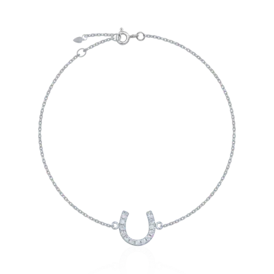 Bratara potcoava din aur alb cu diamante de 0.038ct