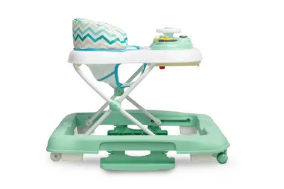 Premergator pentru copii pliabil 2in1 Toyz,cu functie balansoar, panou educational, inaltime reglabila si opritori de siguranta Timon Mint