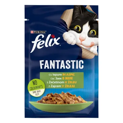 Hrana umeda pentru pisici Felix Fantastic Iepure in Aspic, 85g 85g