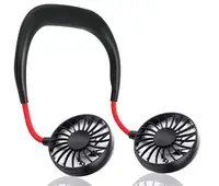 Mini ventilator portabil dublu pentru gat cu acumulator si 3 trepte de viteza ROSU/NEGRU OFF