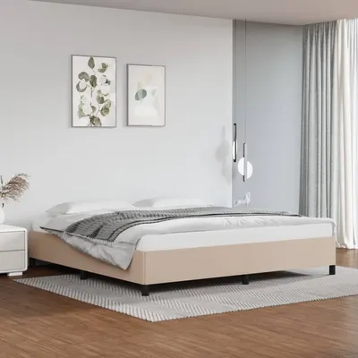 vidaXL Cadru de pat fără saltea, cappuccino, 200x200 cm, piele ecologică