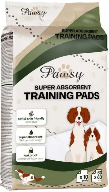 Pernuțe absorbante de unică folosință pentru animale de companie Pawsy - Cu autocolante, 60 х 60 cm, 10 buc