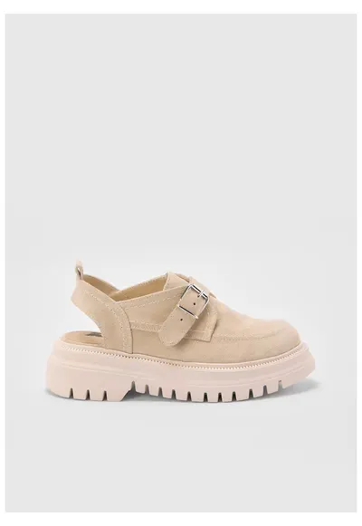 Pantofi loafer din piele intoarsa - cu calcai decupat - Flow - Sun - Bej