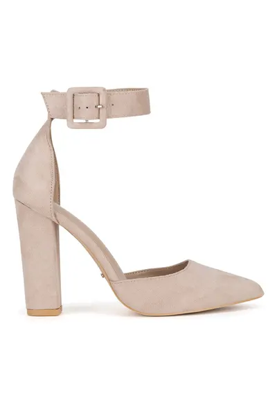 Pantofi d'Orsay cu bareta pe glezna - Bej - K539