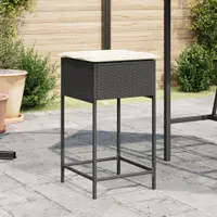 Gossi scaune de bar pentru gradina cu perne, 2 buc., negru, poliratan