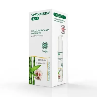 Cremă Hidratantă Matifiantă Pentru Ten Mixt cu Bambus și Migdale Dulci, 45ml | Vivanatura