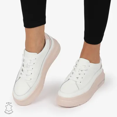 Pantofi CASUAL PIELE NATURALA CRL1271 Alb cu Roz